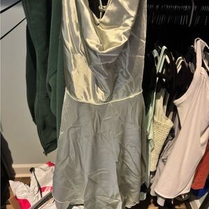 Elegant Satin Cowl Neck Dress